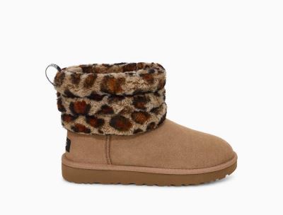 UGG Fluff Mini Quilted Leopard Womens Classic Boots Amphora/ Brown - AU 867ZK